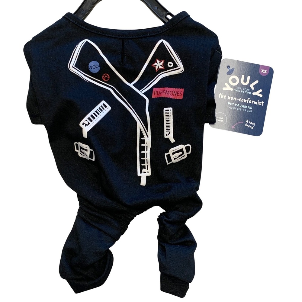 Yoully XS Black‎ Non-Conformist Pet Dog Pajamas Costumes 11-13 Inch